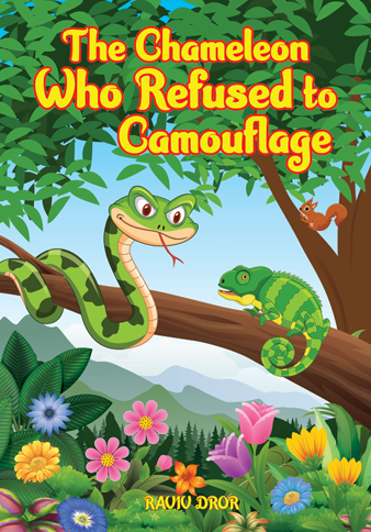 Book cover of 'The Chameleon Who Refused to Camouflage' with a chameleon and snake on a branch.